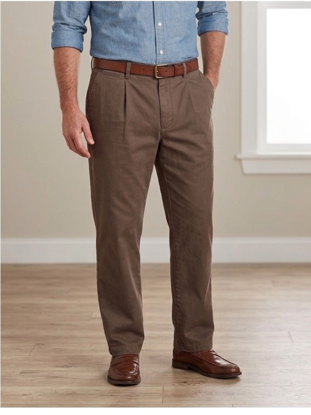 Dockers Men's 100% Cotton Pleated Relaxed Fit Chino Pants - Brown
